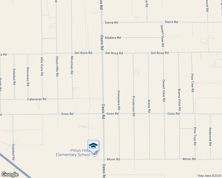 map of restaurants, bars, coffee shops, grocery stores, and more near 11437 Oasis Road in Pinon Hills