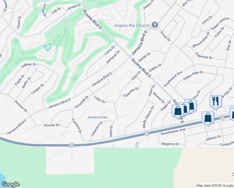 map of restaurants, bars, coffee shops, grocery stores, and more near 2490 Viejo Drive in Lake Havasu City