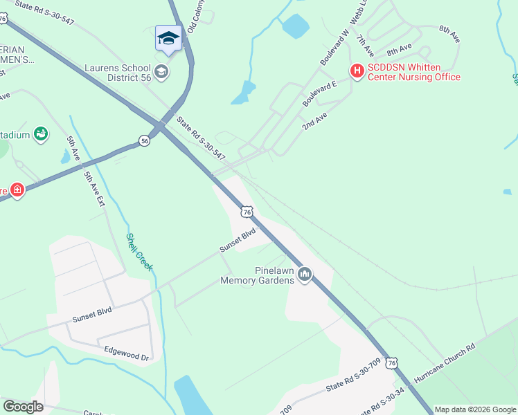 map of restaurants, bars, coffee shops, grocery stores, and more near 28621 U.S. 76 in Clinton