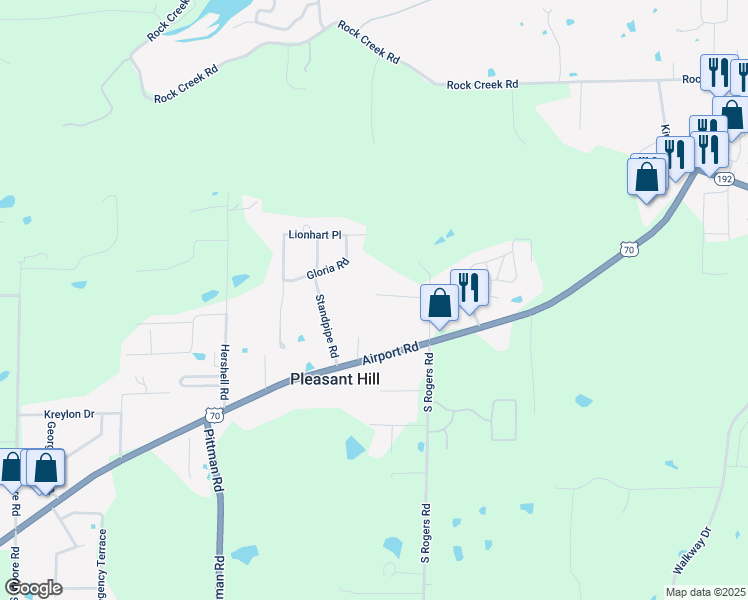 map of restaurants, bars, coffee shops, grocery stores, and more near 151 March Lane in Hot Springs