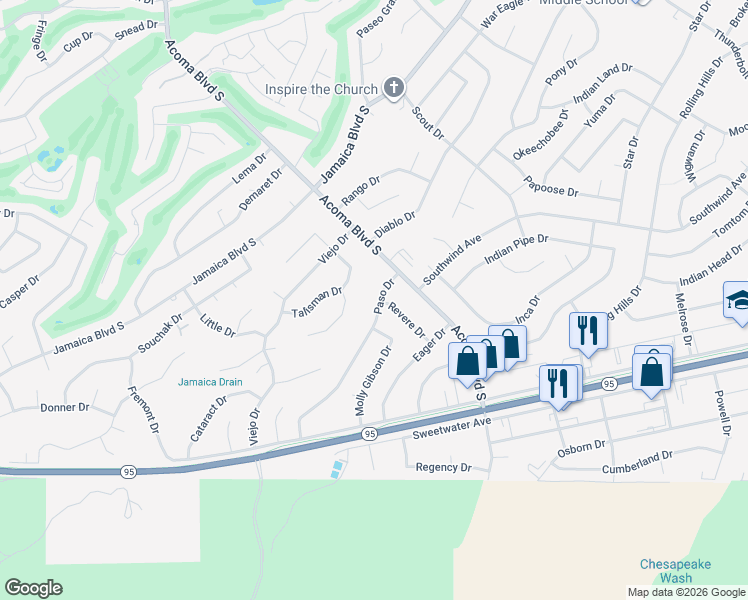 map of restaurants, bars, coffee shops, grocery stores, and more near 2530 Avocado Ln in Lake Havasu City