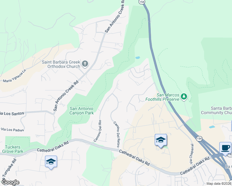 map of restaurants, bars, coffee shops, grocery stores, and more near 1110 Camino Del Rio in Santa Barbara