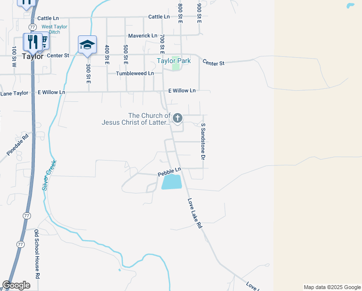map of restaurants, bars, coffee shops, grocery stores, and more near 710 Suncrest Lane in Taylor