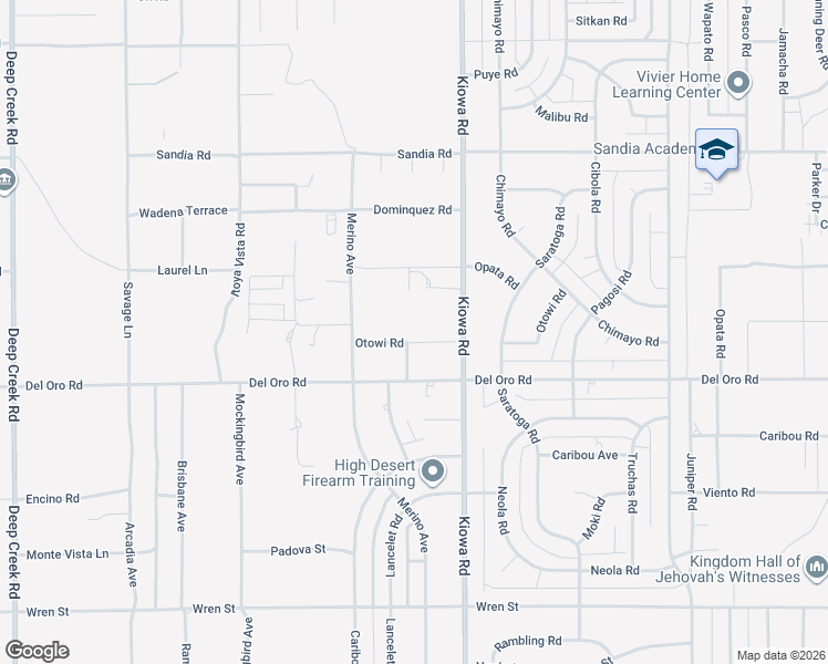 map of restaurants, bars, coffee shops, grocery stores, and more near 20810 Otowi Road in Apple Valley