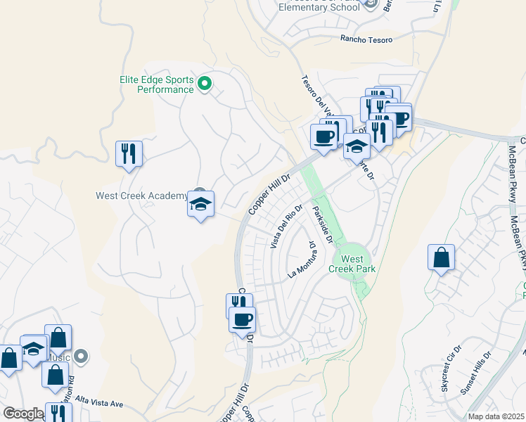 map of restaurants, bars, coffee shops, grocery stores, and more near 28613 Jardineras Drive in Santa Clarita