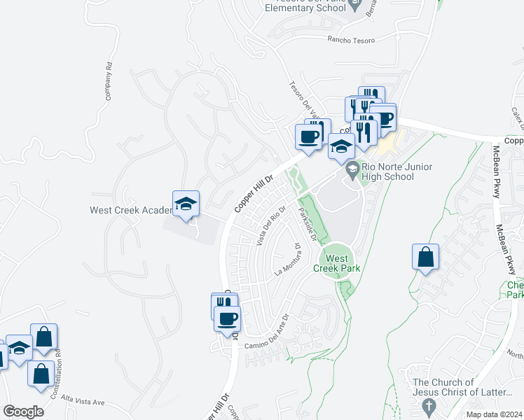 map of restaurants, bars, coffee shops, grocery stores, and more near 28642 Jardineras Drive in Santa Clarita