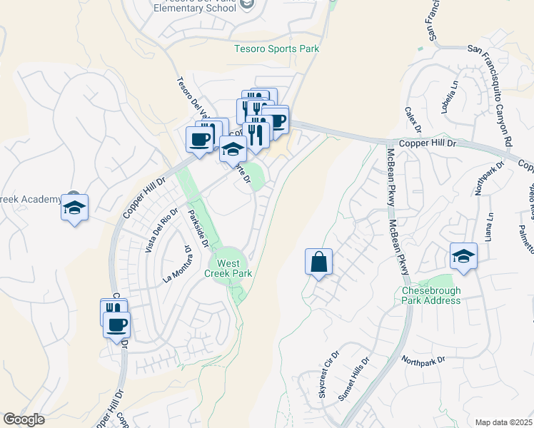 map of restaurants, bars, coffee shops, grocery stores, and more near 28632 North Pietro Drive in Santa Clarita