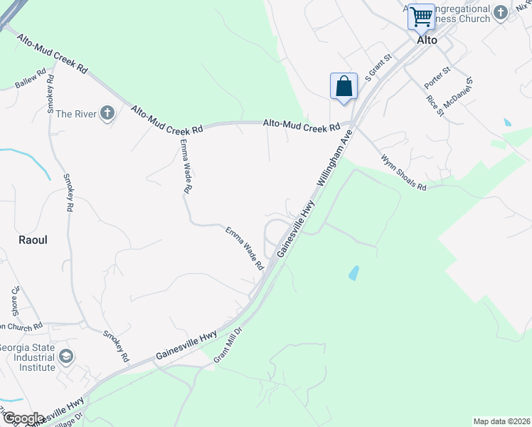 map of restaurants, bars, coffee shops, grocery stores, and more near 2398 Gainesville Highway in Alto