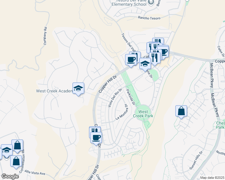 map of restaurants, bars, coffee shops, grocery stores, and more near 28654 Jardineras Drive in Santa Clarita