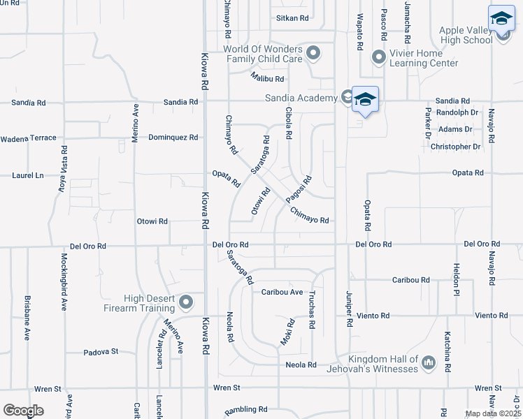 map of restaurants, bars, coffee shops, grocery stores, and more near 11401 Otowi Road in Apple Valley