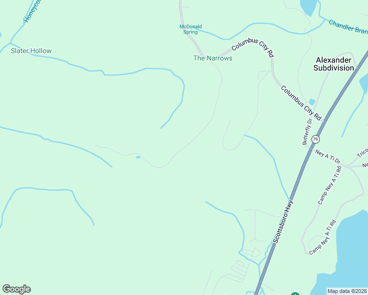 map of restaurants, bars, coffee shops, grocery stores, and more near McCorkle Mountain Road in Scottsboro