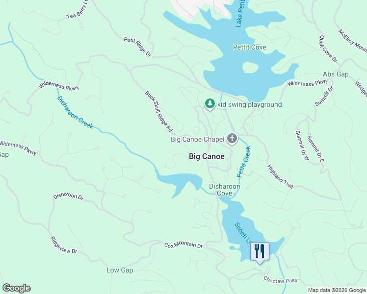 map of restaurants, bars, coffee shops, grocery stores, and more near 16 Laurel Ridge Trail in Jasper