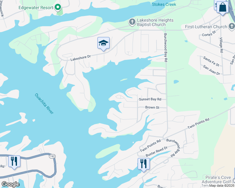 map of restaurants, bars, coffee shops, grocery stores, and more near 200 Discovery Bay Lane in Hot Springs