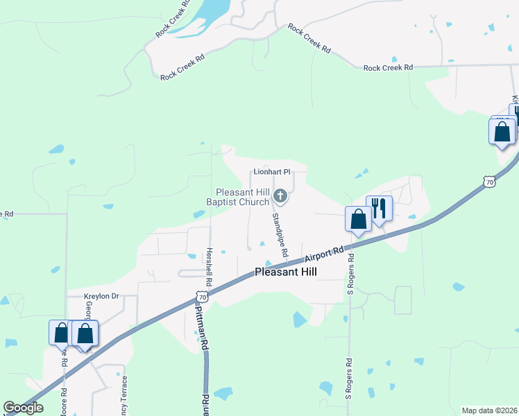 map of restaurants, bars, coffee shops, grocery stores, and more near 180 Gloria Road in Hot Springs
