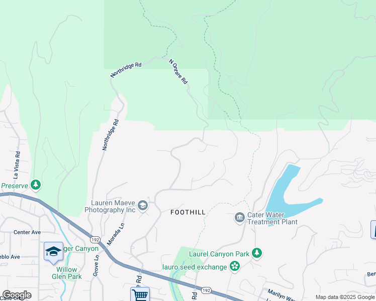 map of restaurants, bars, coffee shops, grocery stores, and more near 1317 Santa Teresita Drive in Santa Barbara