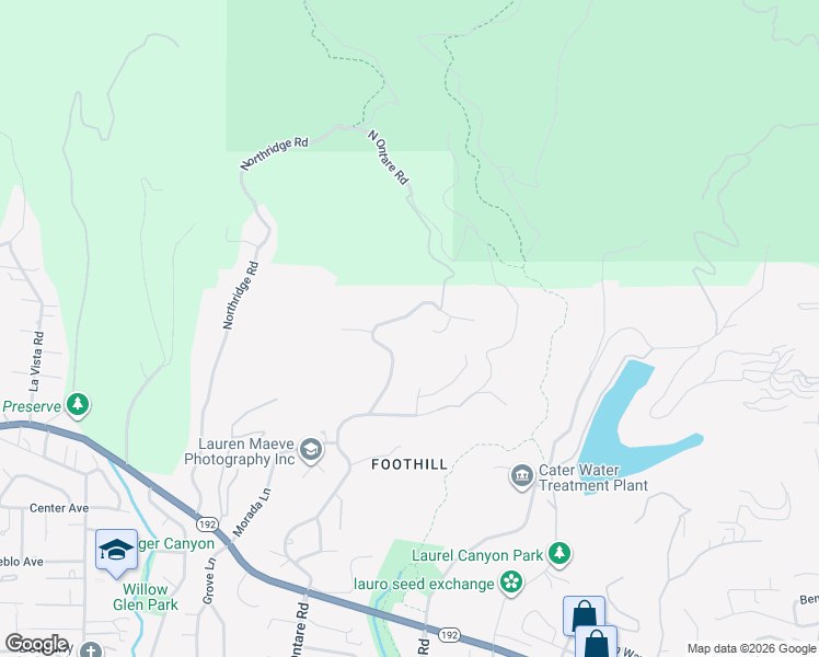 map of restaurants, bars, coffee shops, grocery stores, and more near 1317 Santa Teresita Drive in Santa Barbara
