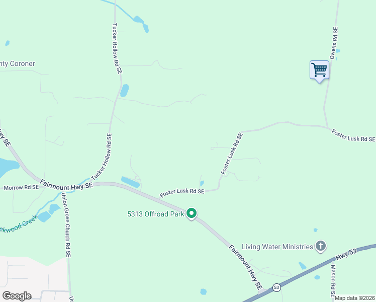 map of restaurants, bars, coffee shops, grocery stores, and more near 180 Foster Lusk Road Southeast in Calhoun