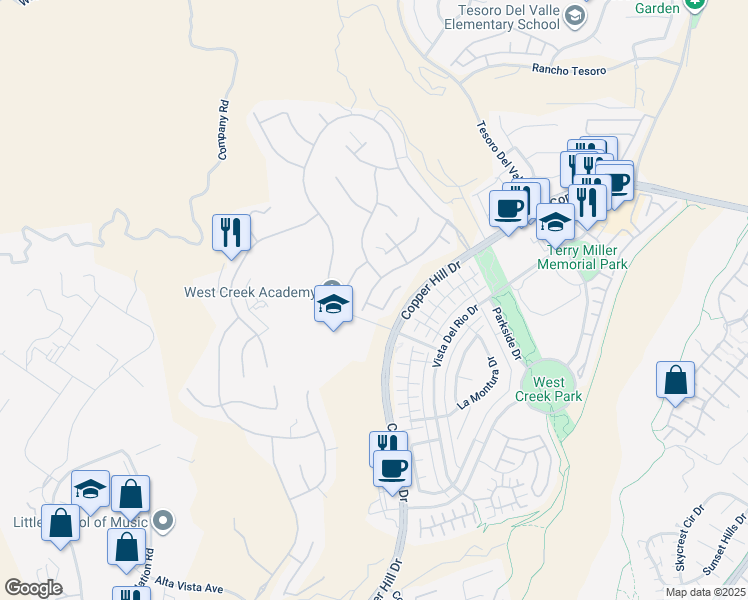 map of restaurants, bars, coffee shops, grocery stores, and more near 27834 Coal Mountain Court in Santa Clarita
