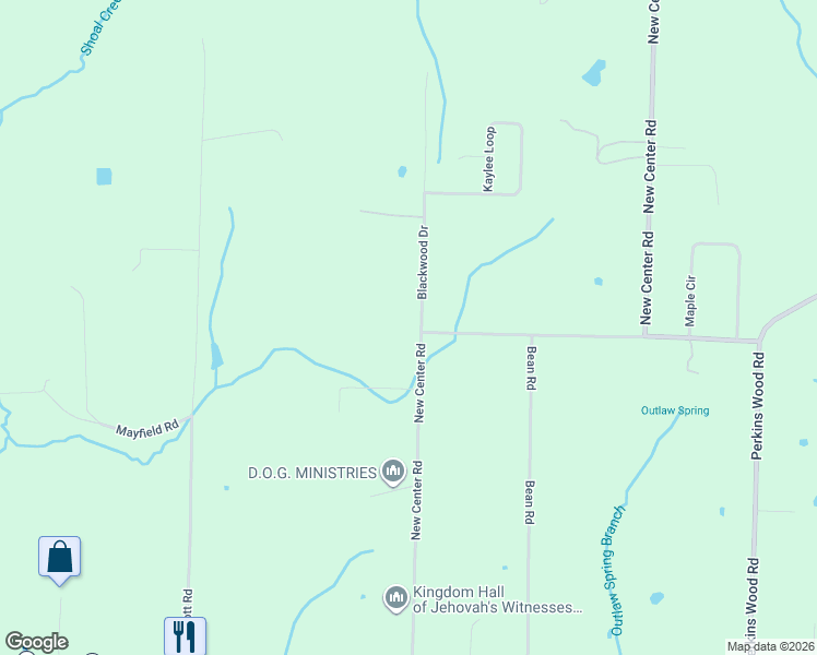 map of restaurants, bars, coffee shops, grocery stores, and more near 12 Blackwood Drive in Hartselle