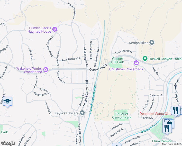 map of restaurants, bars, coffee shops, grocery stores, and more near 21558 Oak Drive in Santa Clarita