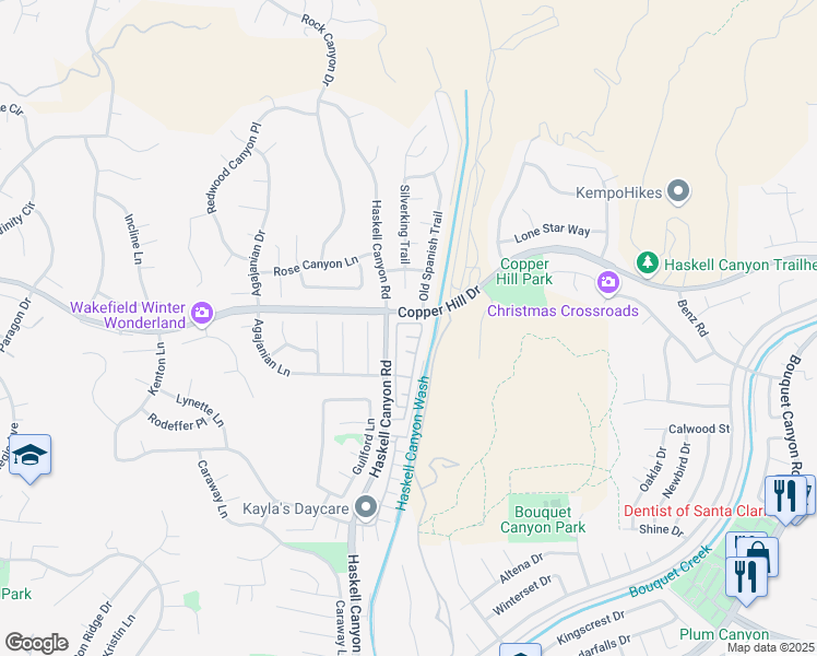 map of restaurants, bars, coffee shops, grocery stores, and more near 21562 Oak Drive in Santa Clarita