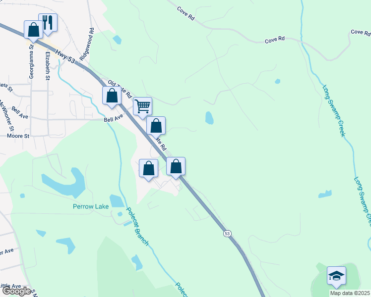 map of restaurants, bars, coffee shops, grocery stores, and more near 986 Cagle Ridge Way in Jasper