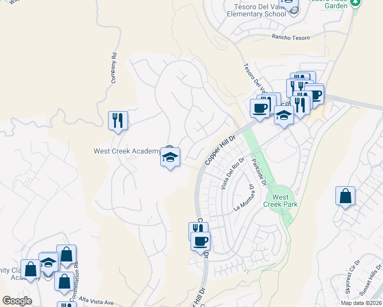 map of restaurants, bars, coffee shops, grocery stores, and more near 28722 Coal Mountain Court in Santa Clarita