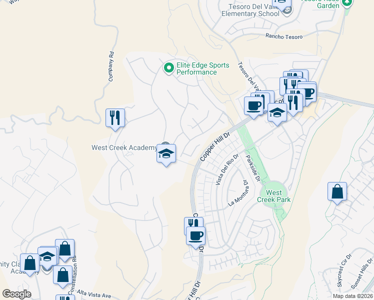 map of restaurants, bars, coffee shops, grocery stores, and more near 28725 Coal Mountain Court in Santa Clarita