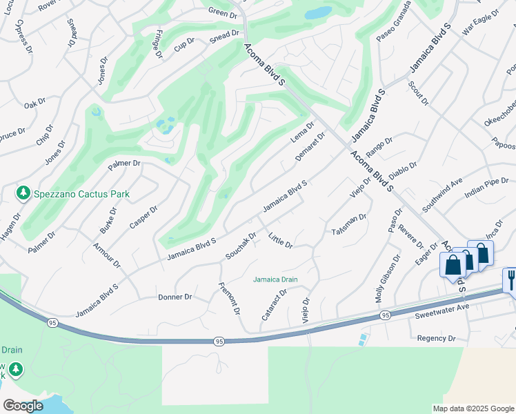 map of restaurants, bars, coffee shops, grocery stores, and more near 2385 S Jamaica Blvd in Lake Havasu City