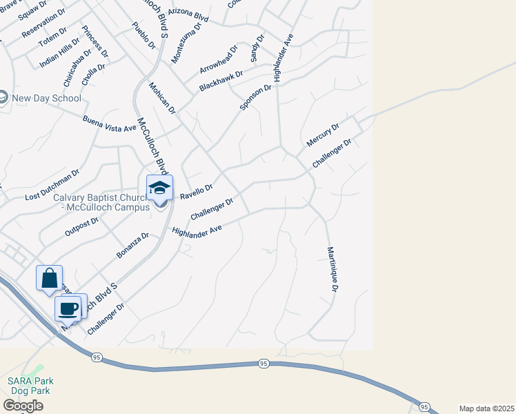 map of restaurants, bars, coffee shops, grocery stores, and more near 3985 Highlander Avenue in Lake Havasu City