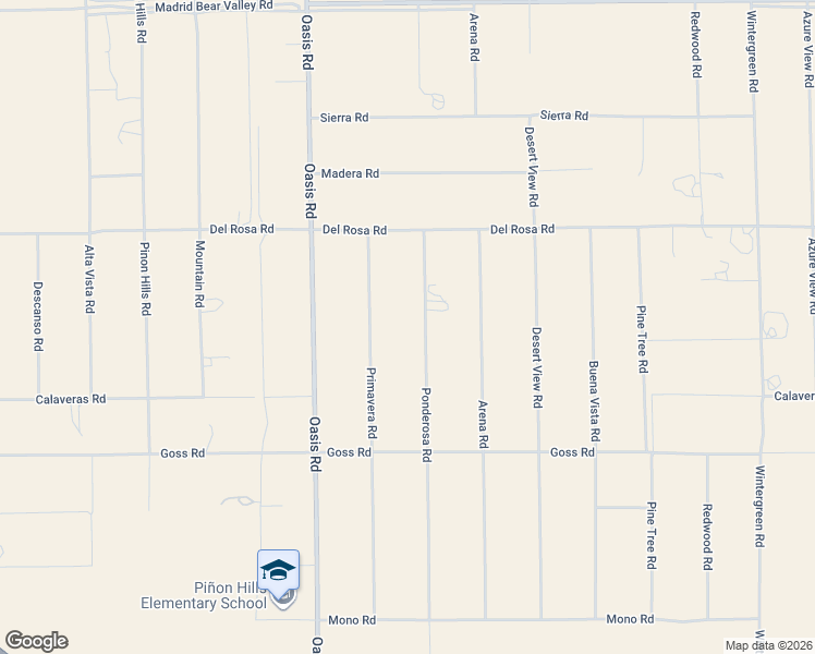 map of restaurants, bars, coffee shops, grocery stores, and more near 11522 Ponderosa Road in Piñon Hills