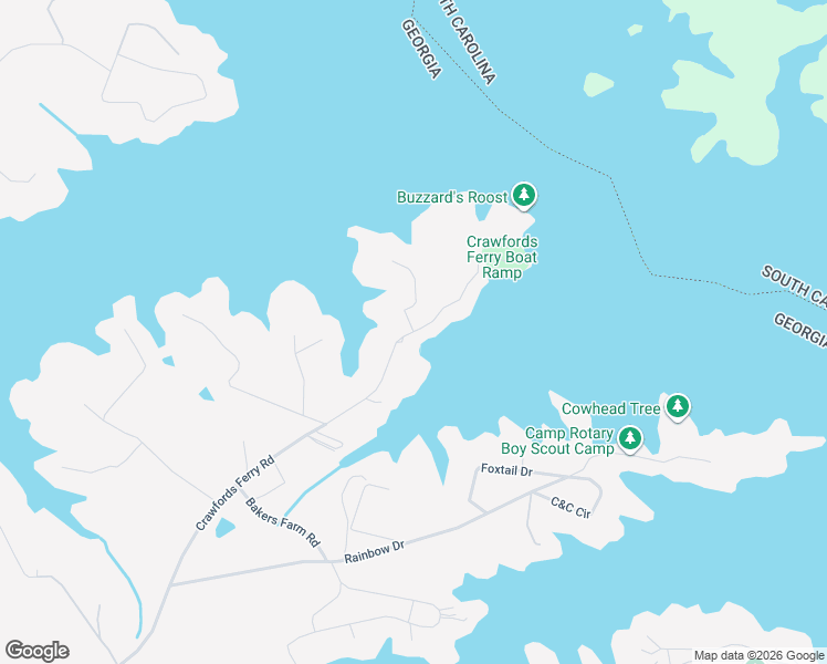 map of restaurants, bars, coffee shops, grocery stores, and more near 15 Crawfords Ferry Point in Hartwell