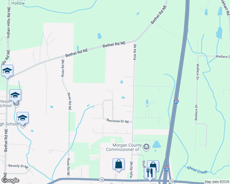 map of restaurants, bars, coffee shops, grocery stores, and more near 1204 Path Way in Hartselle