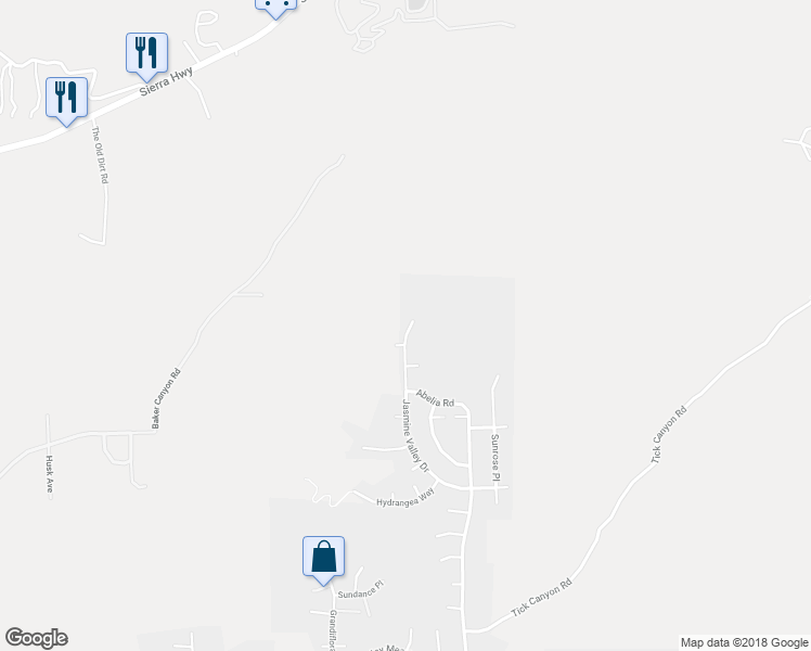 map of restaurants, bars, coffee shops, grocery stores, and more near 30541 Jasmine Valley Drive in Santa Clarita