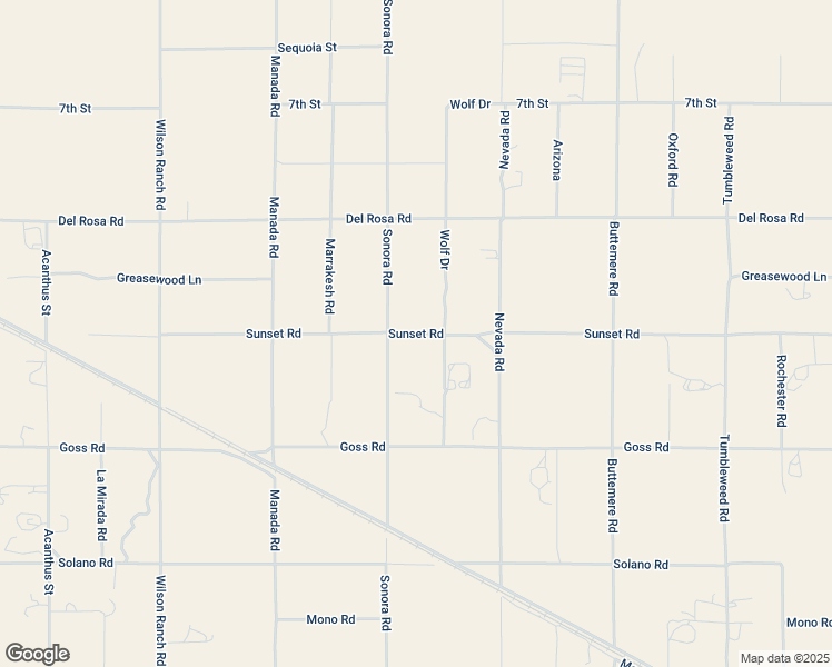 map of restaurants, bars, coffee shops, grocery stores, and more near Sunset Road in Phelan
