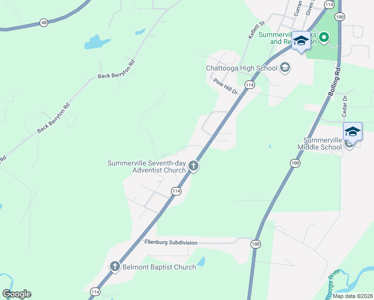 map of restaurants, bars, coffee shops, grocery stores, and more near 103 S Ridge Road in Summerville