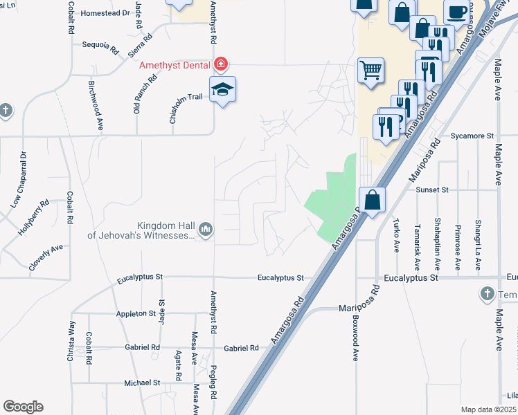 map of restaurants, bars, coffee shops, grocery stores, and more near 13833 Raven Street in Victorville