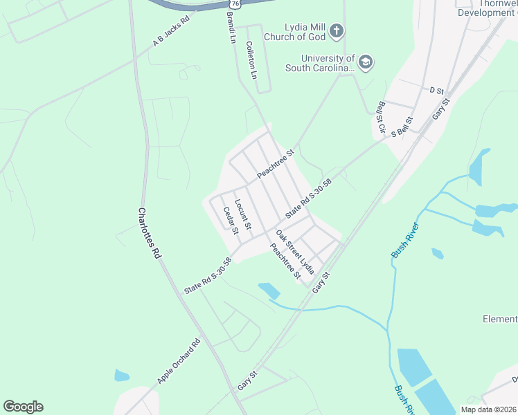 map of restaurants, bars, coffee shops, grocery stores, and more near 25 Peachtree Street in Clinton