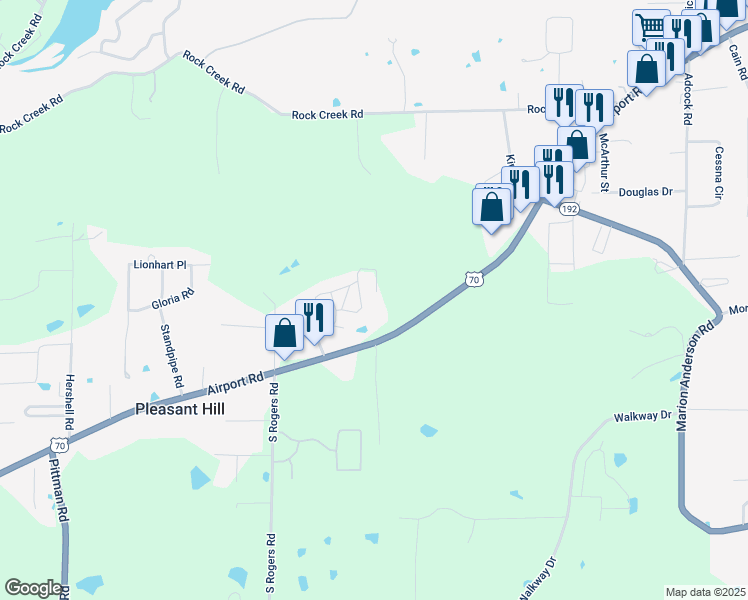 map of restaurants, bars, coffee shops, grocery stores, and more near 190 Pineberry Trail in Garland County