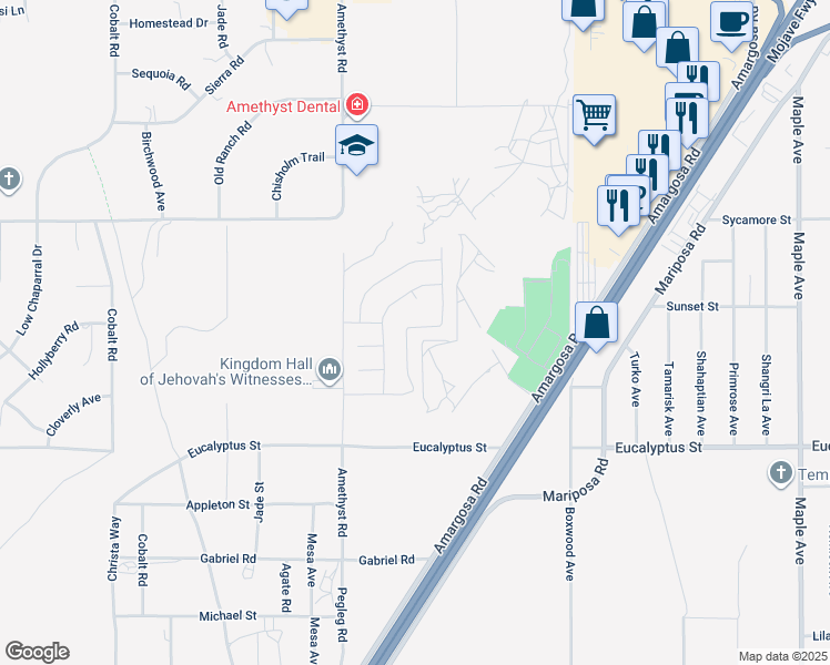 map of restaurants, bars, coffee shops, grocery stores, and more near 13833 Raven Street in Victorville