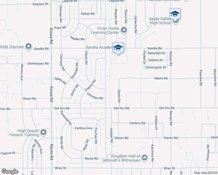 map of restaurants, bars, coffee shops, grocery stores, and more near 11435 Mohawk Road in Apple Valley