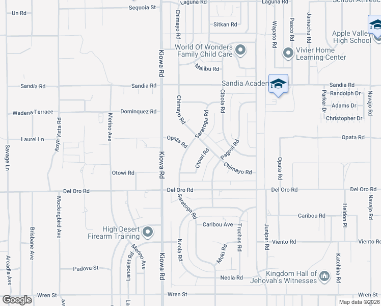 map of restaurants, bars, coffee shops, grocery stores, and more near 11445 Saratoga Road in Apple Valley