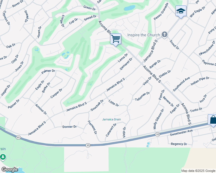 map of restaurants, bars, coffee shops, grocery stores, and more near 2385 South Jamaica Boulevard in Lake Havasu City