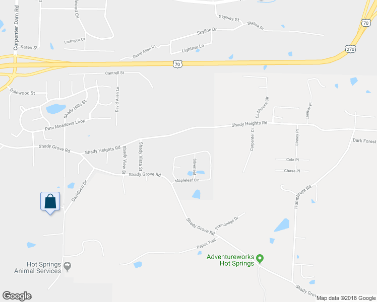 map of restaurants, bars, coffee shops, grocery stores, and more near 312 Mapleleaf Circle in Hot Springs