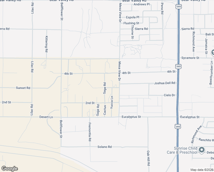 map of restaurants, bars, coffee shops, grocery stores, and more near 11550 Cactus Drive in Victorville