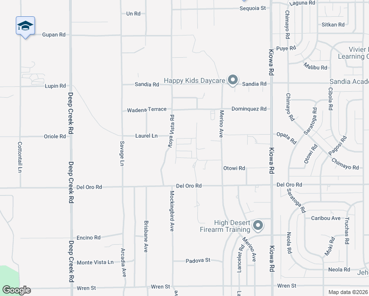 map of restaurants, bars, coffee shops, grocery stores, and more near 11414 Serra Road in Apple Valley