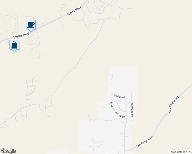 map of restaurants, bars, coffee shops, grocery stores, and more near Jasmine Valley Drive in Santa Clarita