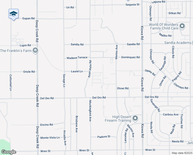 map of restaurants, bars, coffee shops, grocery stores, and more near 11414 Serra Road in Apple Valley