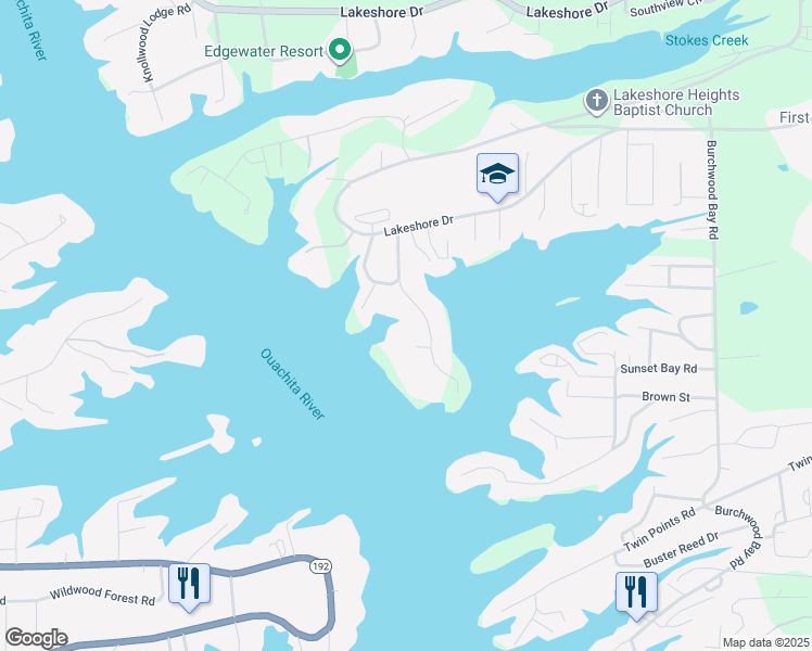 map of restaurants, bars, coffee shops, grocery stores, and more near 214 Daffodil Street in Hot Springs