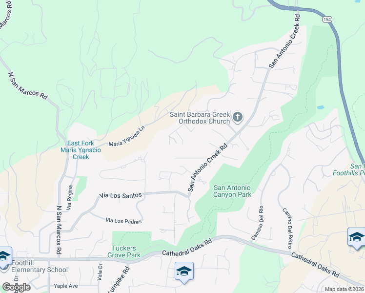 map of restaurants, bars, coffee shops, grocery stores, and more near 4679 La Espada Drive in Santa Barbara
